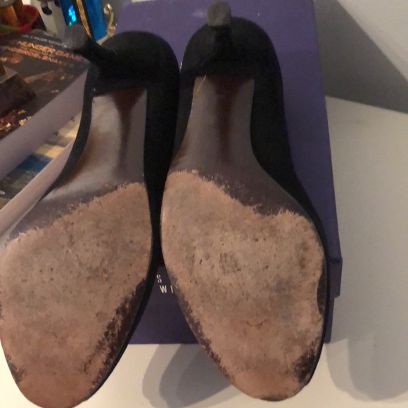 Stuart Weitzman black suede peep toe pumps - Picture 5 of 6